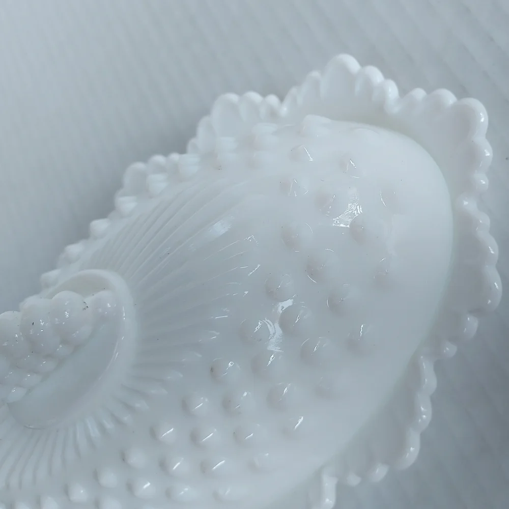 Vintage Milk Glass Butter Dish with Hobnail Detail VTG